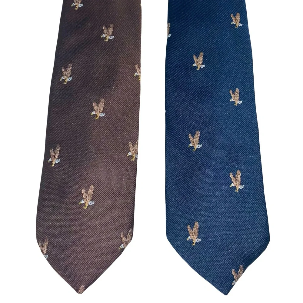 2 Pintail National Wildlife Federation Bald Eagle Print Tie Business Casual Silk